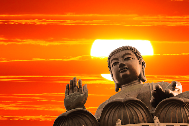 Buddha with Sunset